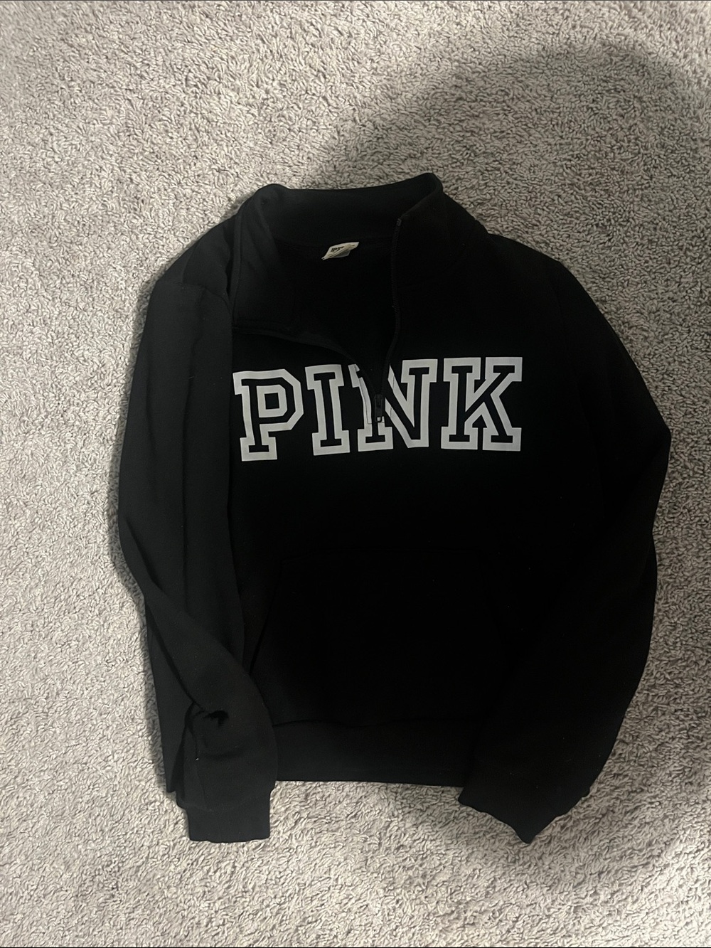 PINK Victoria's Secret Black Sweatshirt with White Tag